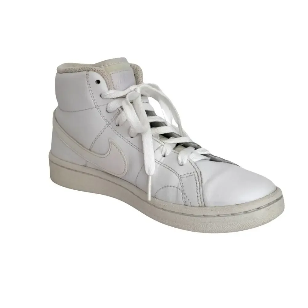 Nike White Leather High Top Sneakers Womens Size 6 Lace Up Casual Shoes
